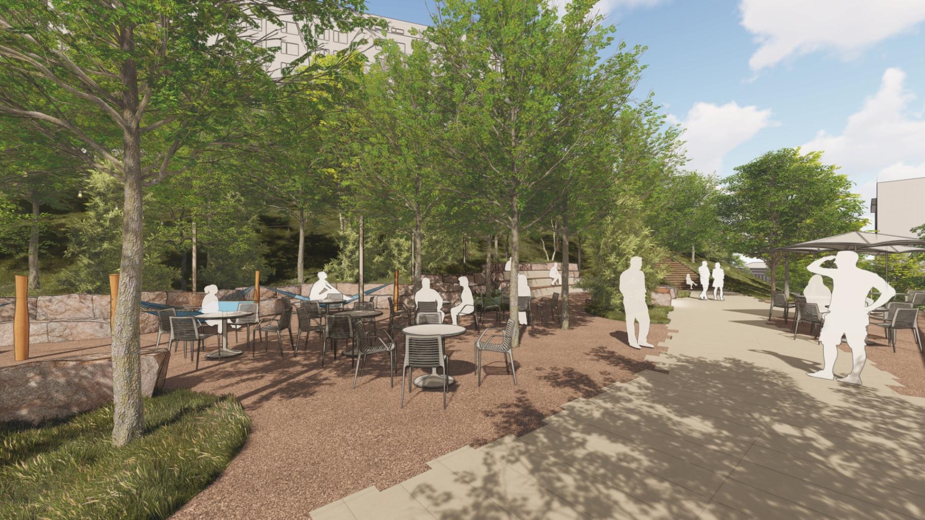 Hillside social area rendering