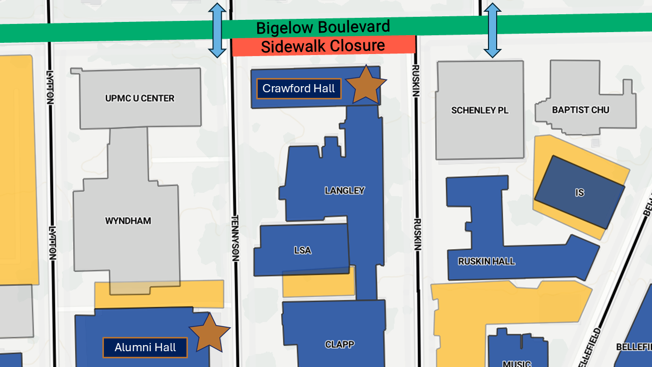 Bigelow Boulevard Closure Map