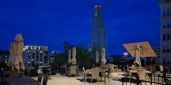 The University Club Terrace overlooking the Cathedral of Learning